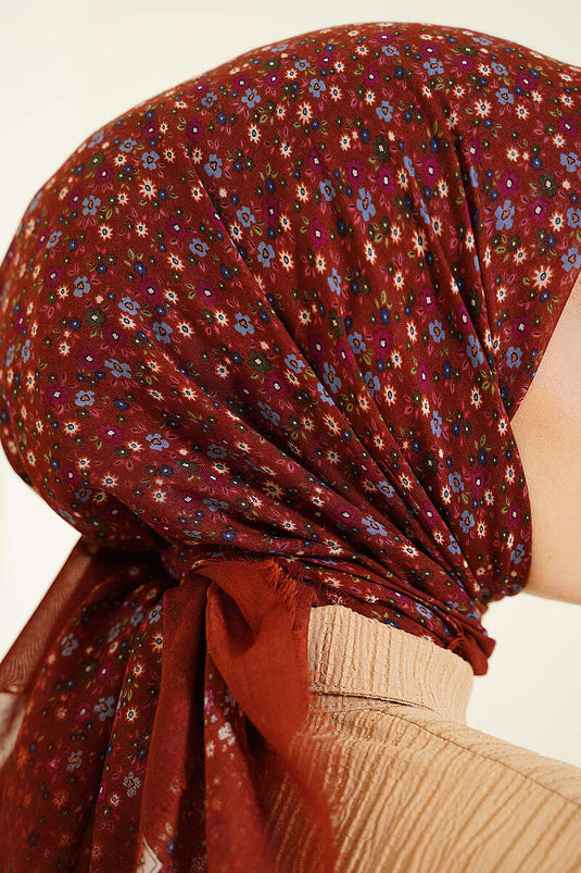 Foulard in cotone Çiçekli Flamu colore mattone