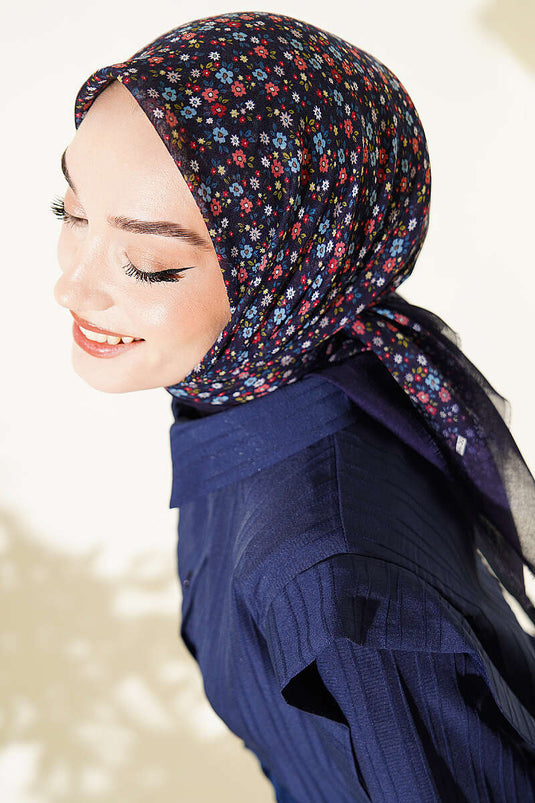 Foulard in cotone Flamu con fiori Parlement