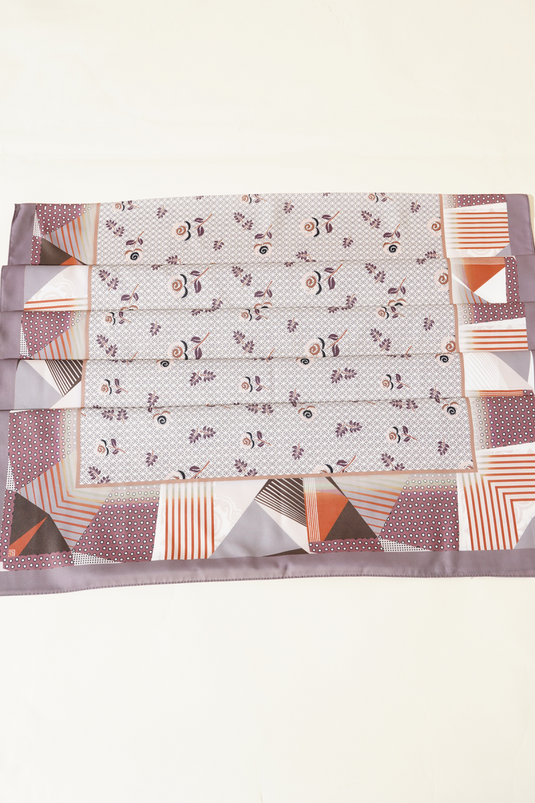 Ensemble de 3 châles en soie Medina à motif floral géométrique, assorti 1