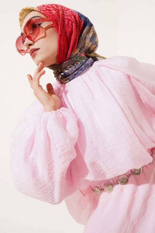 Floral Mixed Pattern Scarf, Rose Pink