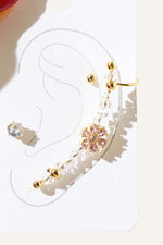 Ensemble de boucles d'oreilles en cartilage à fleurs dorées