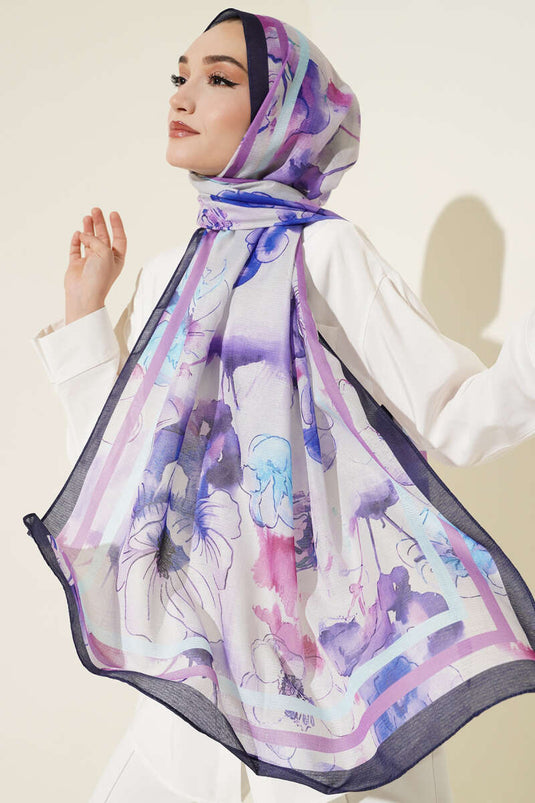 Châle violet à détail de ruban floral