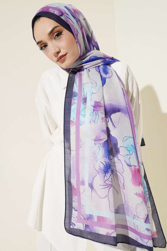 Châle violet à détail de ruban floral