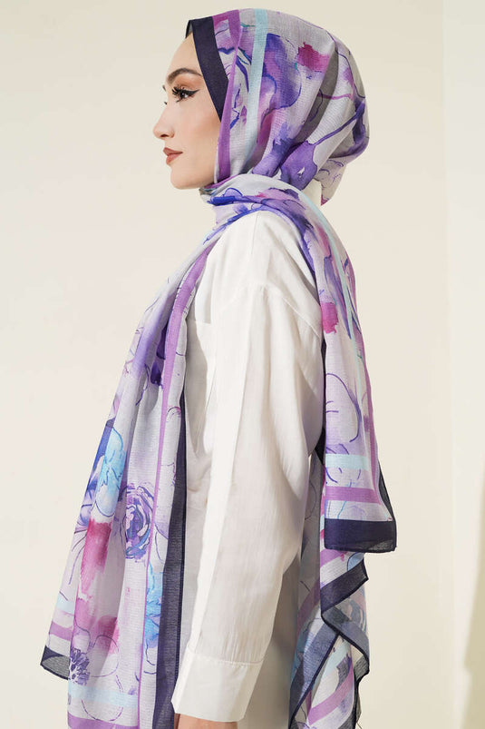 Châle violet à détail de ruban floral