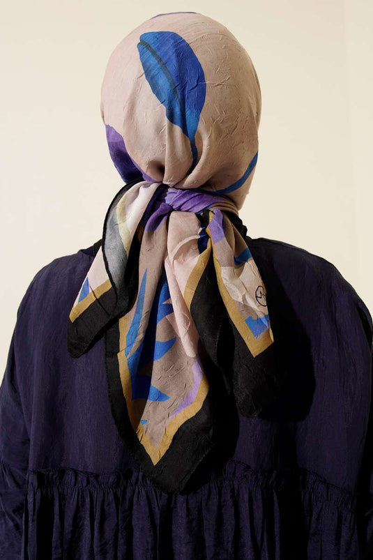 Sciarpa a righe floreali in bambù viola