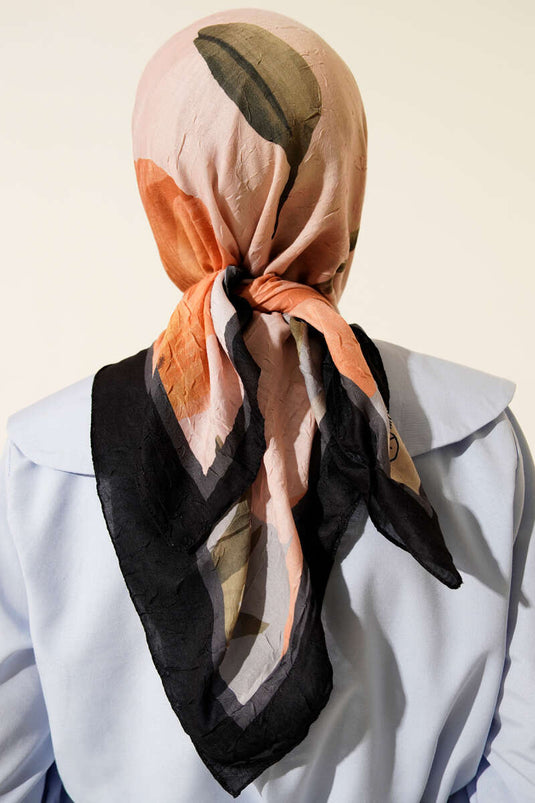 Sciarpa a righe floreali in bambù arancione