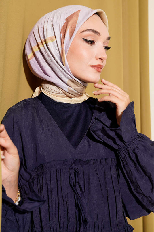 وشاح من الخيزران المخطط والمزين بالزهور، أصفر اللون