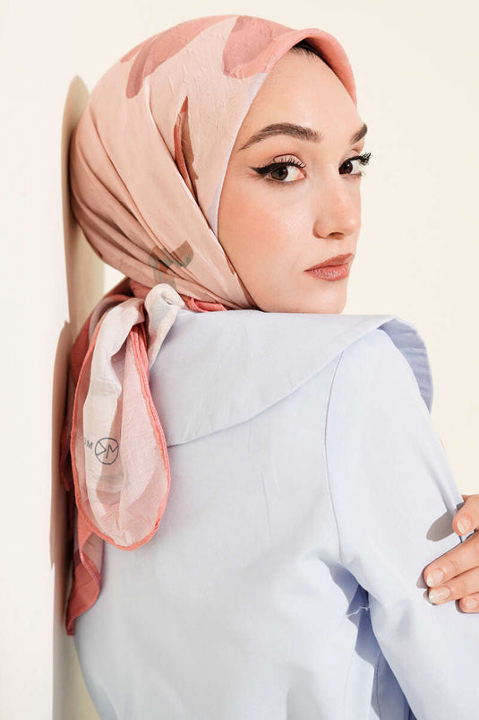 Sciarpa a righe floreali in bambù rosa baby