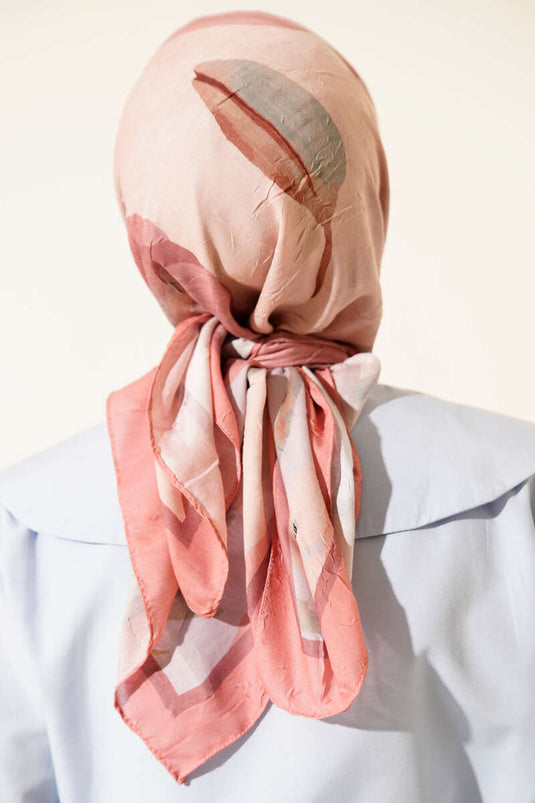 Sciarpa a righe floreali in bambù rosa baby