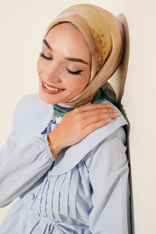 Sciarpa a righe floreali in bambù verde