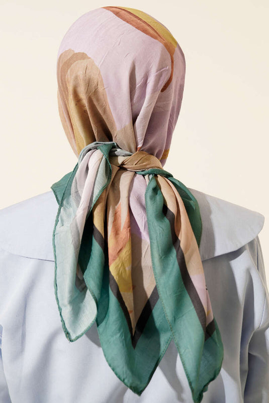 Sciarpa a righe floreali in bambù verde