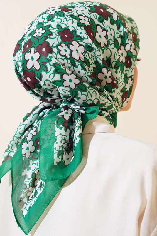 Floral Soft Cotton Scarf Benetton