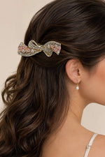 Barrette Métal Ornée Fleuri Rose Poussière