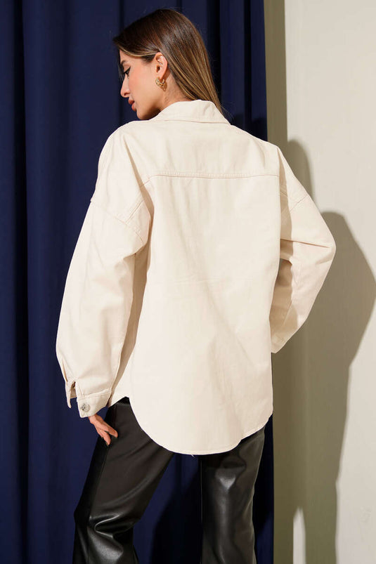 Spijkerjas met dubbele zakken (steenkleur)