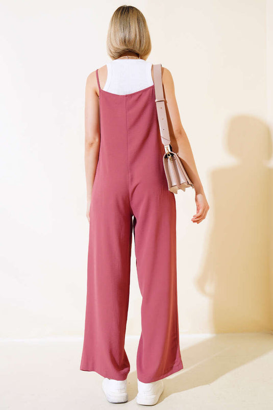 Overall mit doppelten Taschen und Trägern, Dusty Rose