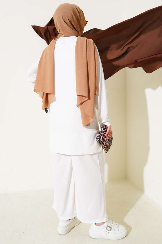 Costume deux pièces basique Sandy à double poche écru