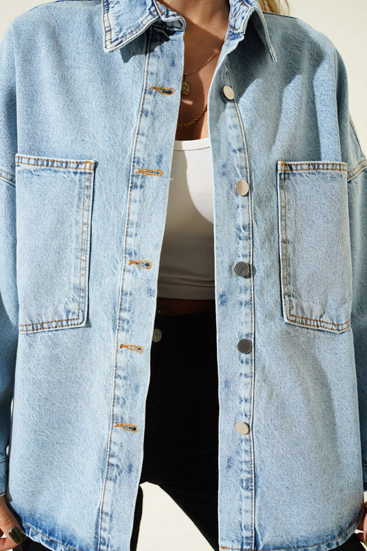 Veste en jean à double poche, bleu denim