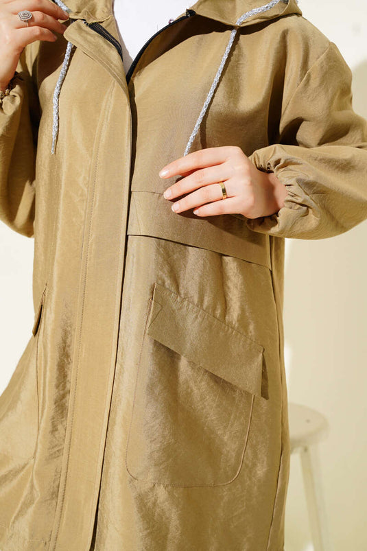 Çift Cepli Gizli Fermuarlı Kap Altuni