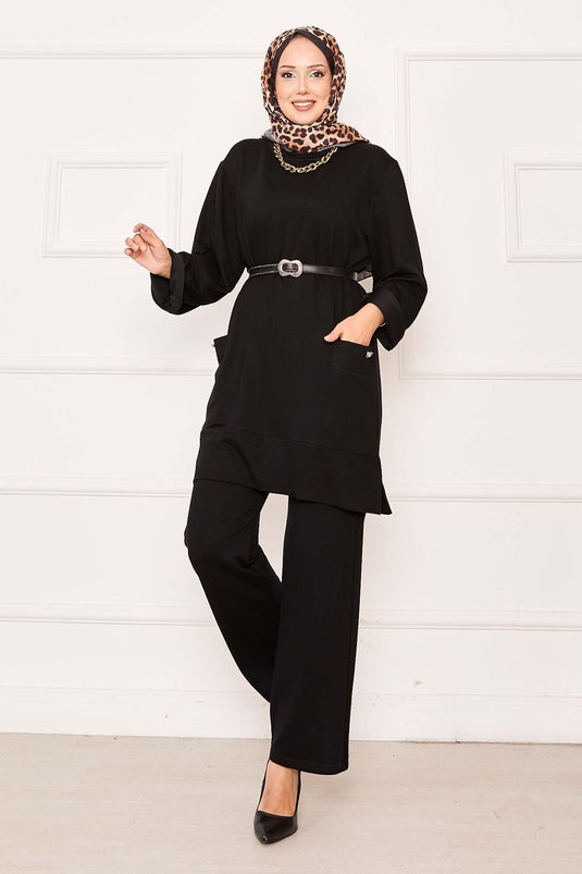 Dubbelzak tweedelig pak zwart