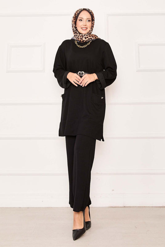 Dubbelzak tweedelig pak zwart