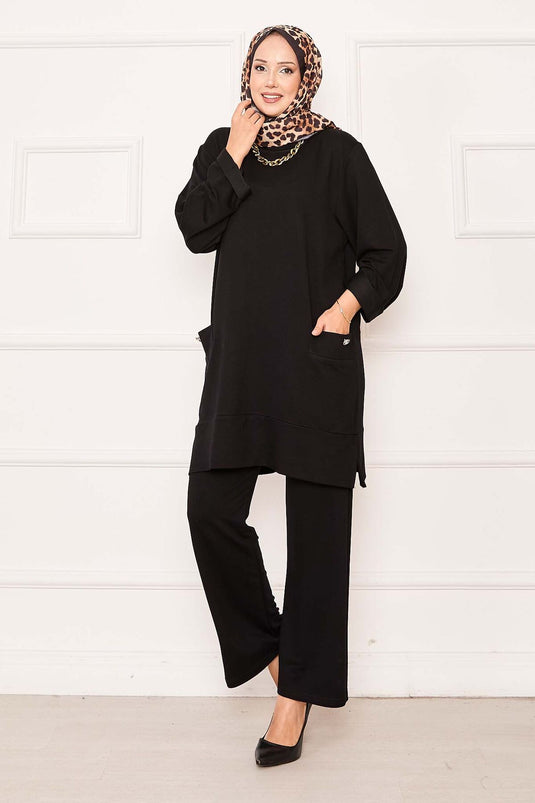 Dubbelzak tweedelig pak zwart