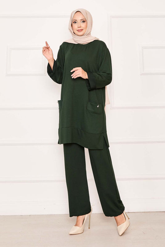 Double Pocket Two Piece Suit Emerald