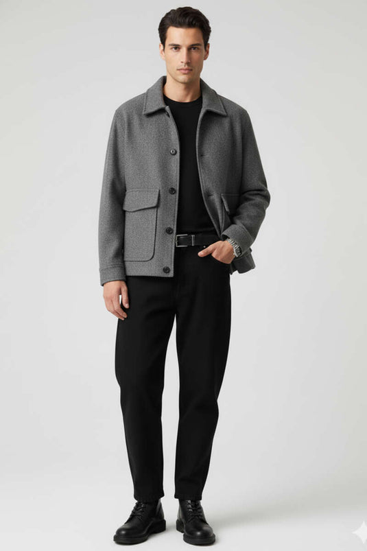 Veste en cachemire à double poche, gris fumé