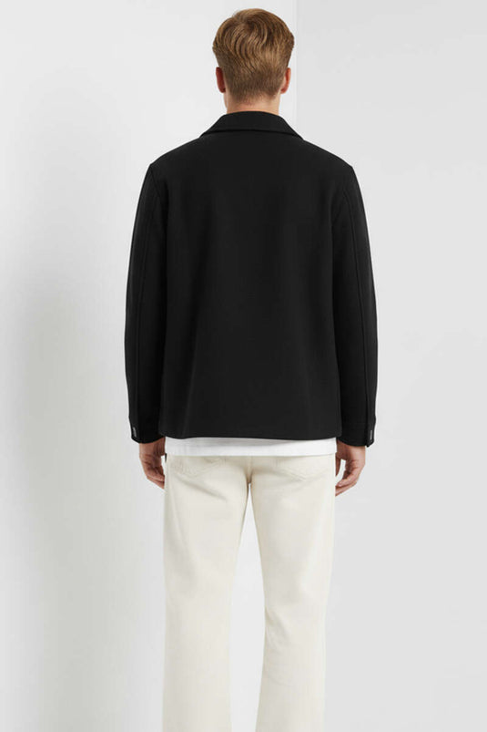 Giacca in cashmere con doppia tasca, nera