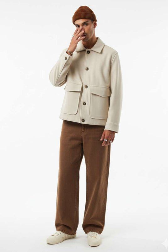 Giacca in cashmere con doppia tasca e pietra