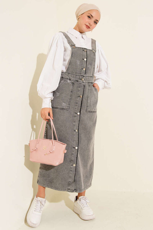 Bretelles en jean à double poche Slopet Smoked