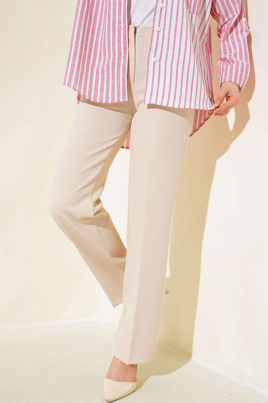 Pantalon Tissu Double Poche Beige