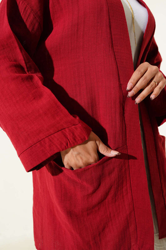 كارديجان موسلين مزدوج الجيب - بورجوندي