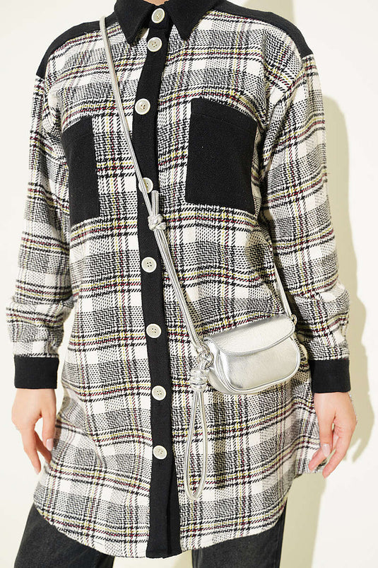 Camicia Di Flanella Nera Con Doppie Tasche