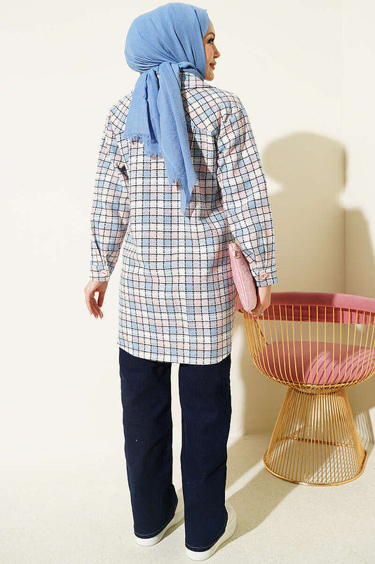 Chemise Oversize En Jean À Deux Poches Bleu