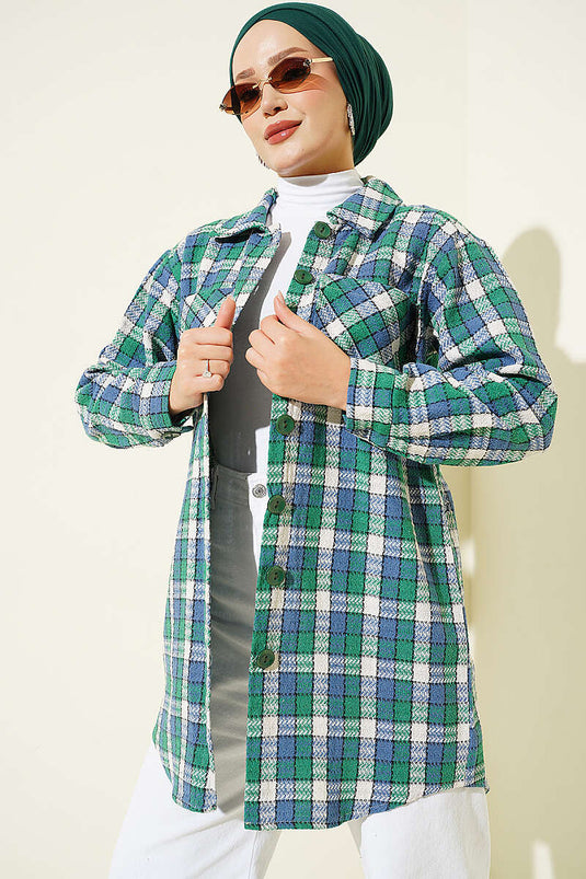 Chemise Oversize À Double Poche Verte