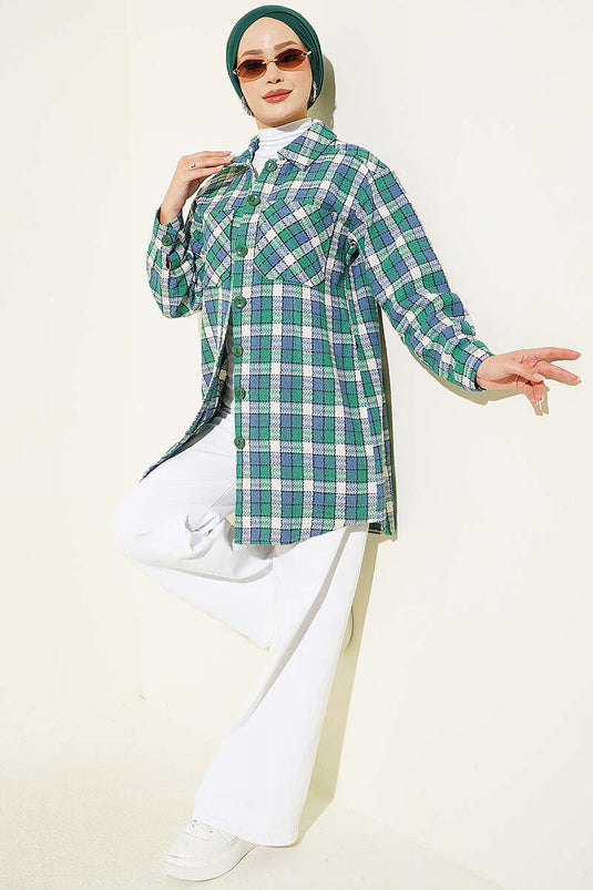 Chemise Oversize À Double Poche Verte