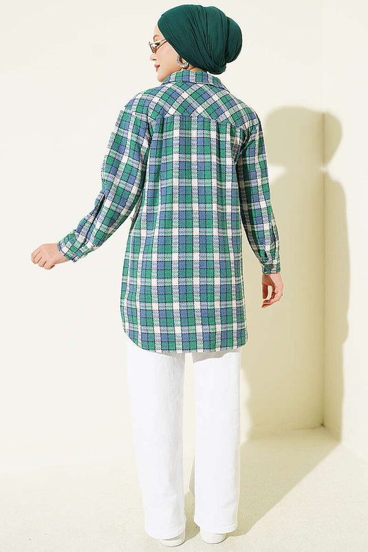 Chemise Oversize À Double Poche Verte