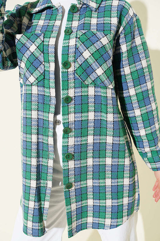Chemise Oversize À Double Poche Verte