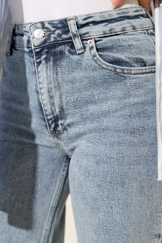 Double Pocketed Palazzo Denim Pants in Light Black