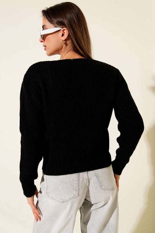 Gilet court en maille Thessaloniki à double poche, noir