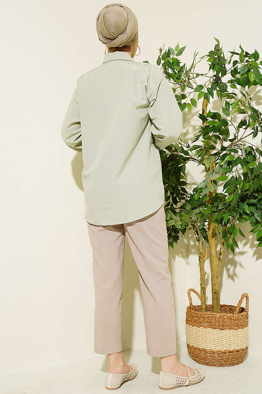 Zweifach taschiertes Terikoton-Hemd in Mint