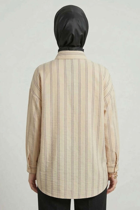 Chemise à double rayure beige