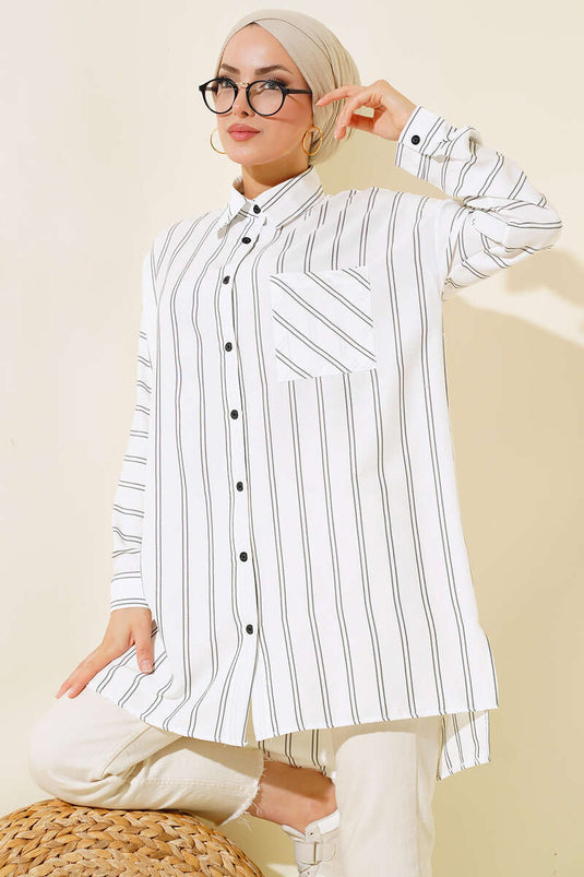 Tunique blanche à double rayures