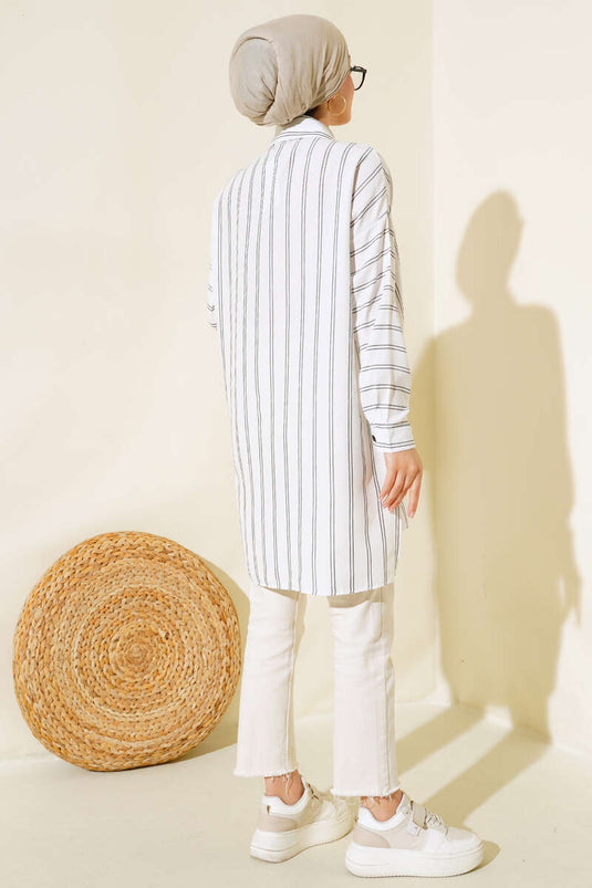 Tunique blanche à double rayures