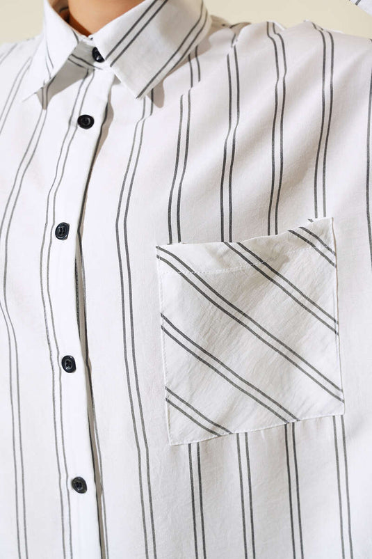 Tunique blanche à double rayures