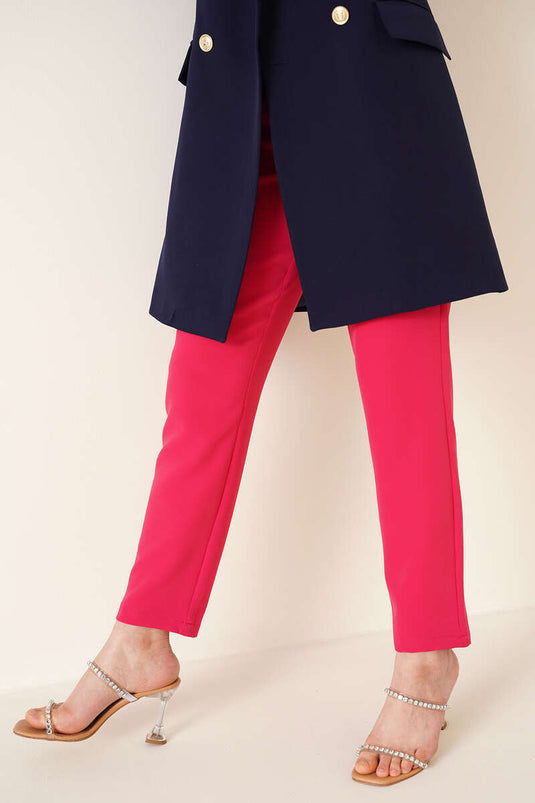 Double Button Carrot Pants Fuchsia