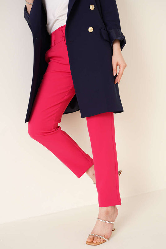 Double Button Carrot Pants Fuchsia