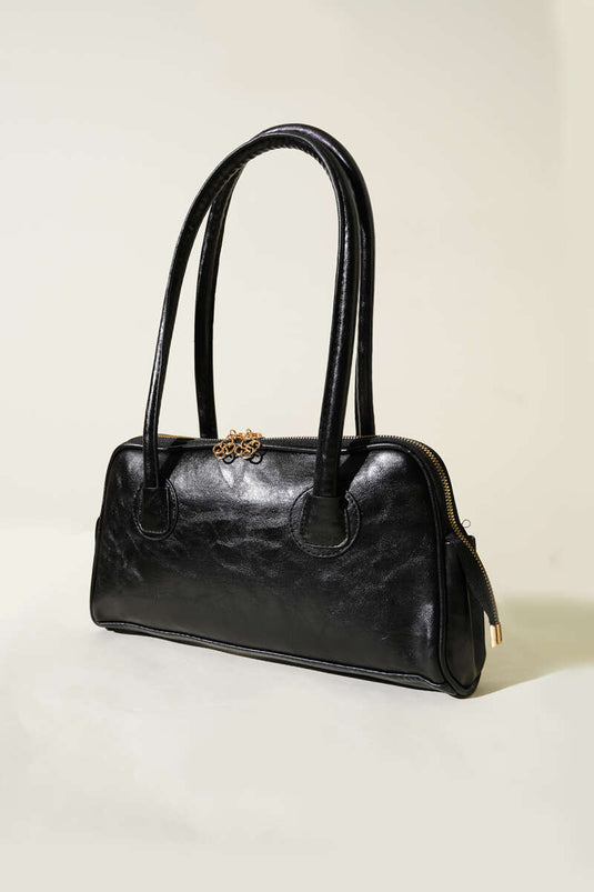 Sac rectangulaire noir à double fermeture éclair