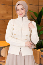 Gilet En Maille Beige À Double Fermeture Éclair Et Boutons