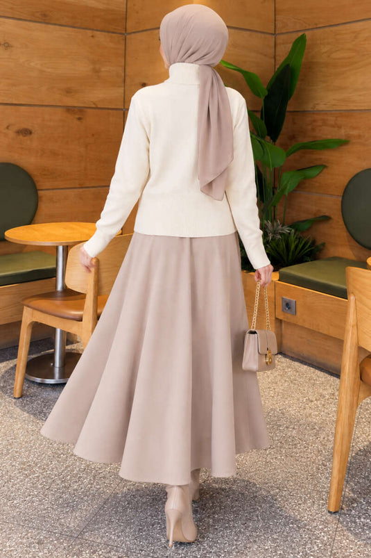 Gilet En Maille Beige À Double Fermeture Éclair Et Boutons